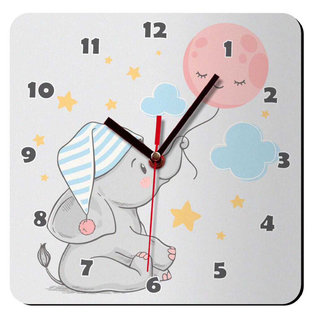 Horloge Murale en Bois pour Chambre d'Enfant Modèle Petit Éléphant