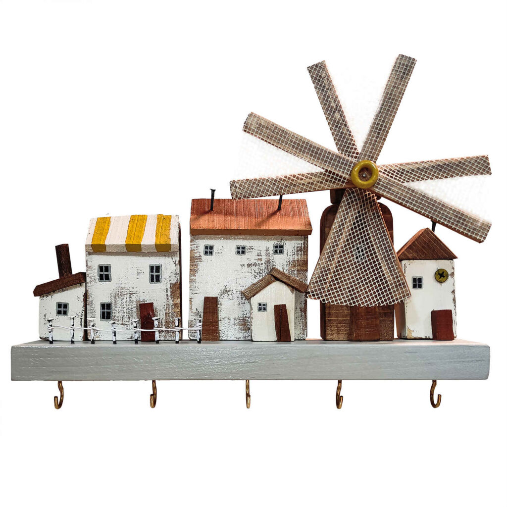 Porte-clés mural en bois avec design de cottage