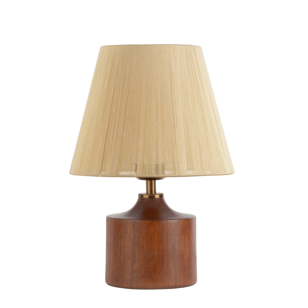 Lampe de table en bois d'accent avec abat-jour en tissu - Adib