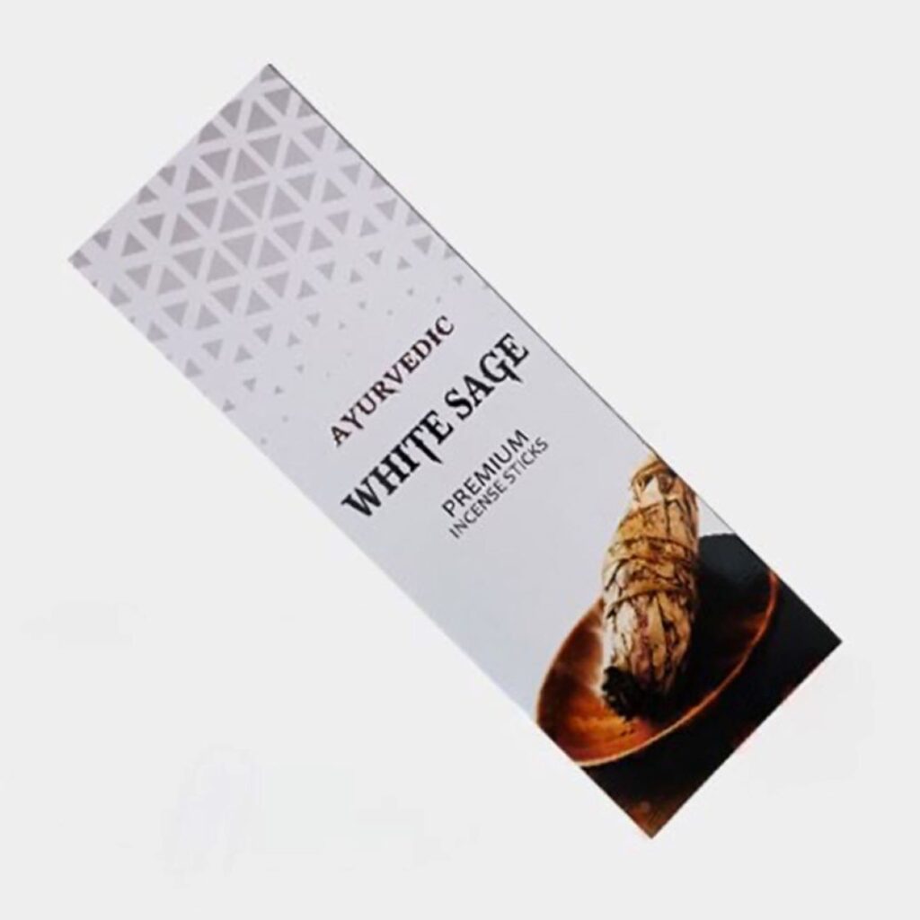 Bâtons d'Encens Sauge Blanche Ayurvédique – Faits Main, 20 Bâtonnets (Lot de 2)
