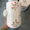 Bocal en céramique avec design de fleurs, Ensemble de 3