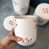 Bocal en céramique avec design de fleurs, Ensemble de 3