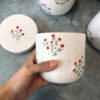 Bocal en céramique avec design de fleurs, Ensemble de 3