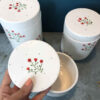 Bocal en céramique avec design de fleurs, Ensemble de 3