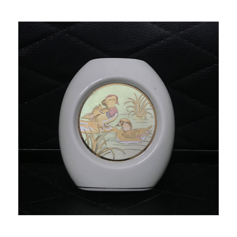 Porte-Pinceaux de Maquillage en Céramique avec Motif Oiseaux & Marais