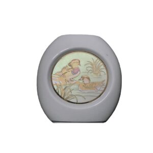 Porte-Pinceaux de Maquillage en Céramique avec Motif Oiseaux & Marais