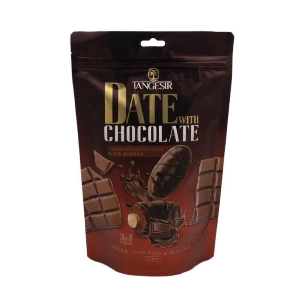 Dattes enrobées de chocolat avec amandes 250g (x6)
