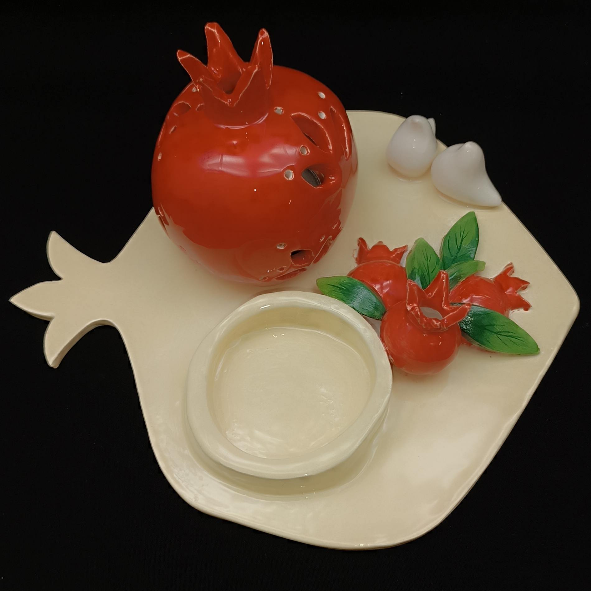 Porte-bougie décoratif en céramique fait à la main modèle Yalda