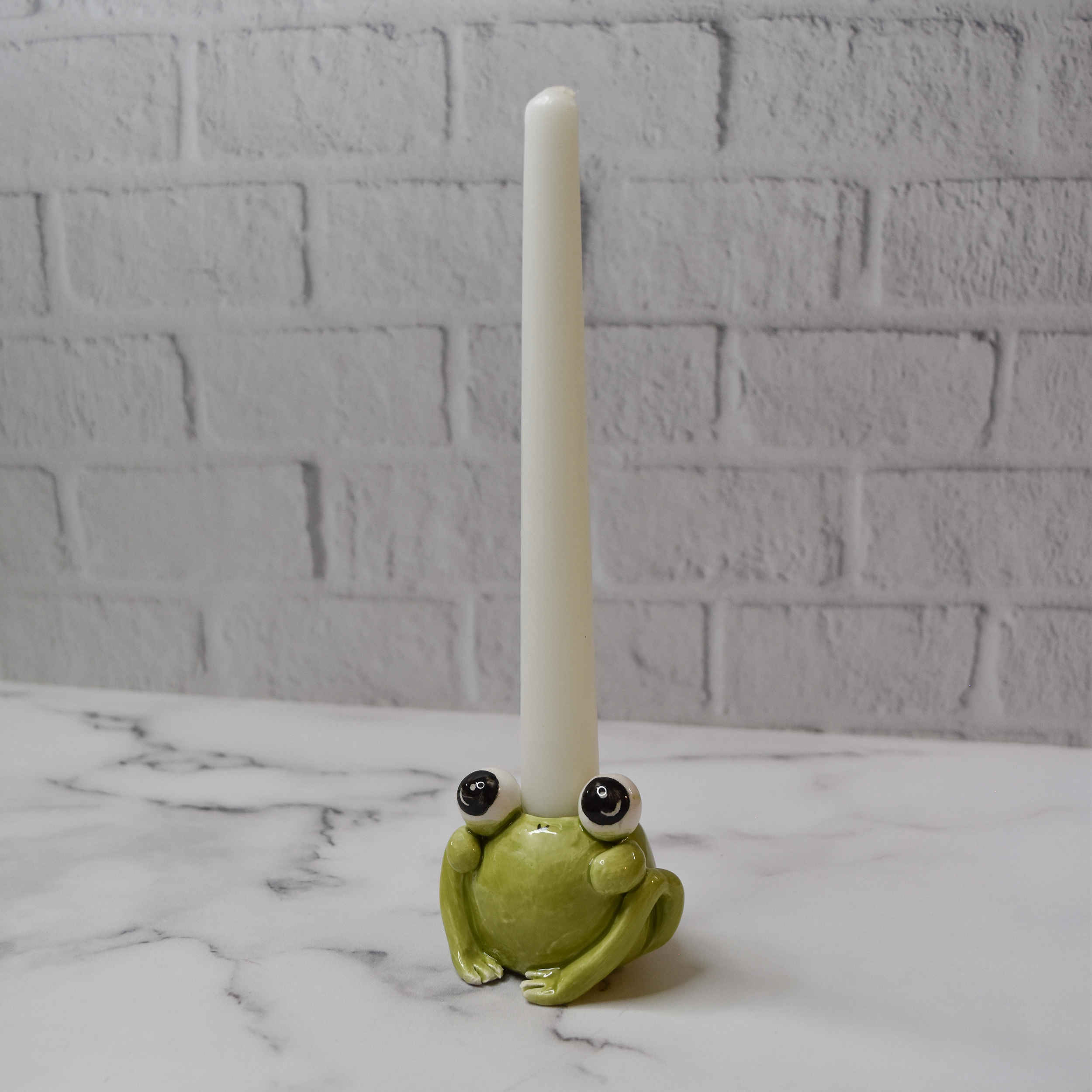 Porte-bougie décoratif en céramique avec design de grenouille – Idéal pour la décoration intérieure