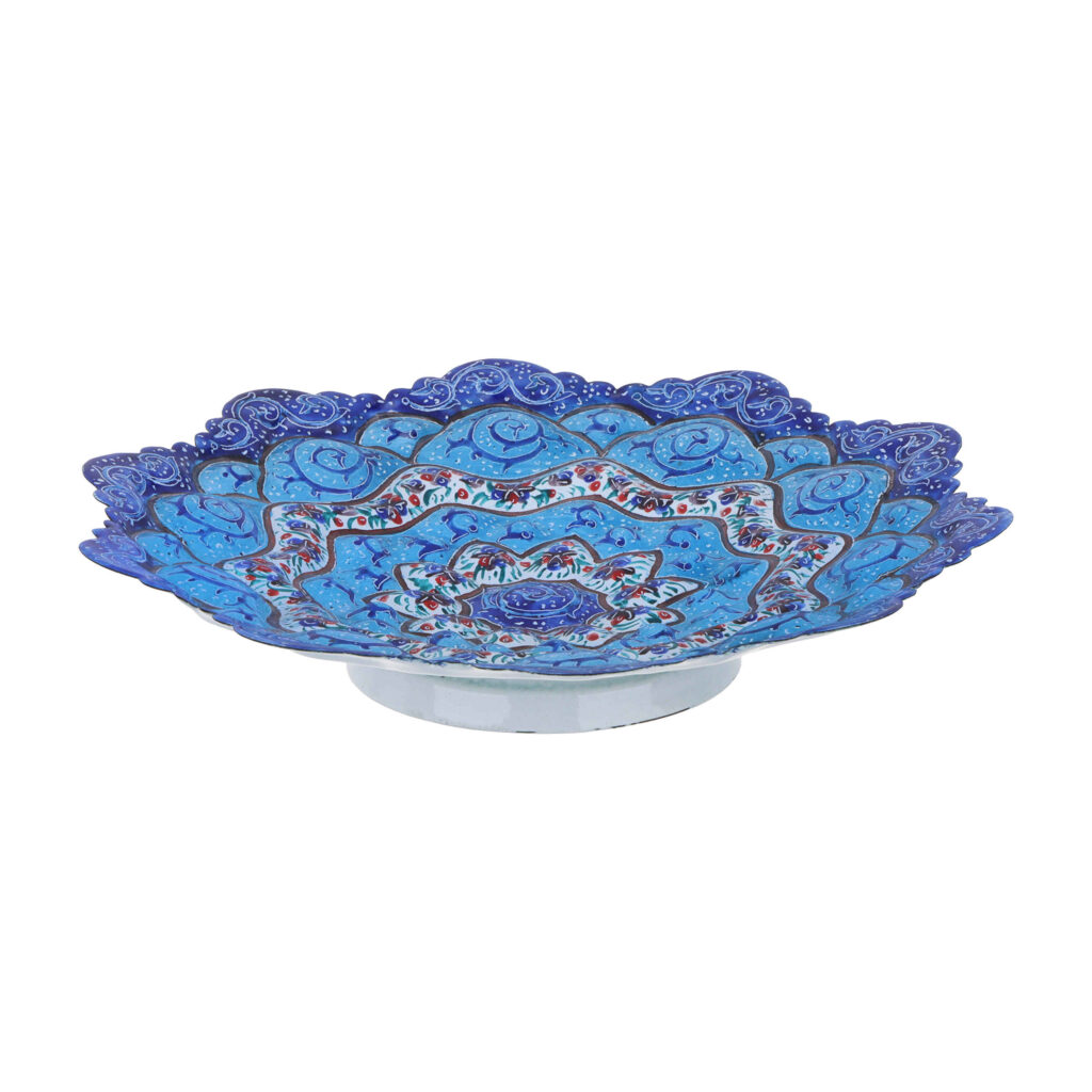 Plat décoratif en cuivre avec minakari peint pour décoration de table
