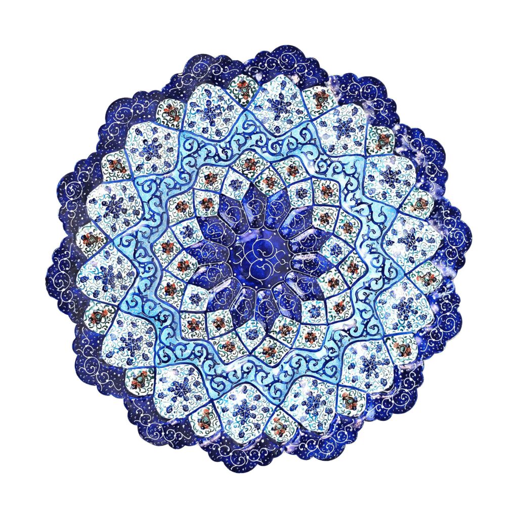 Plat décoratif en cuivre avec minakari peint pour décoration murale