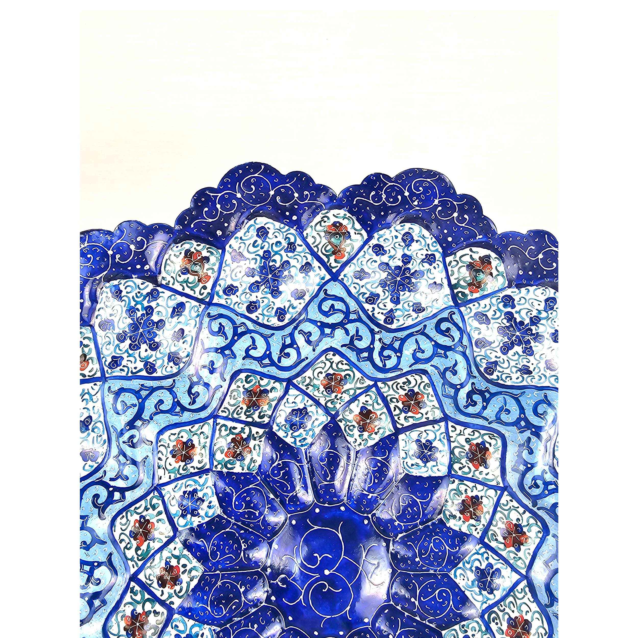 Plat décoratif en cuivre avec minakari peint pour décoration murale