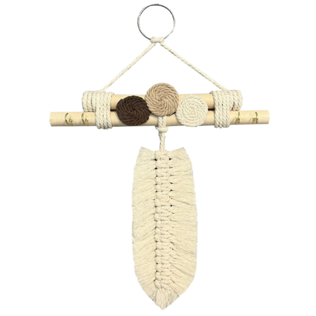 Porte-clés mural décoratif et fait main avec design Macramé