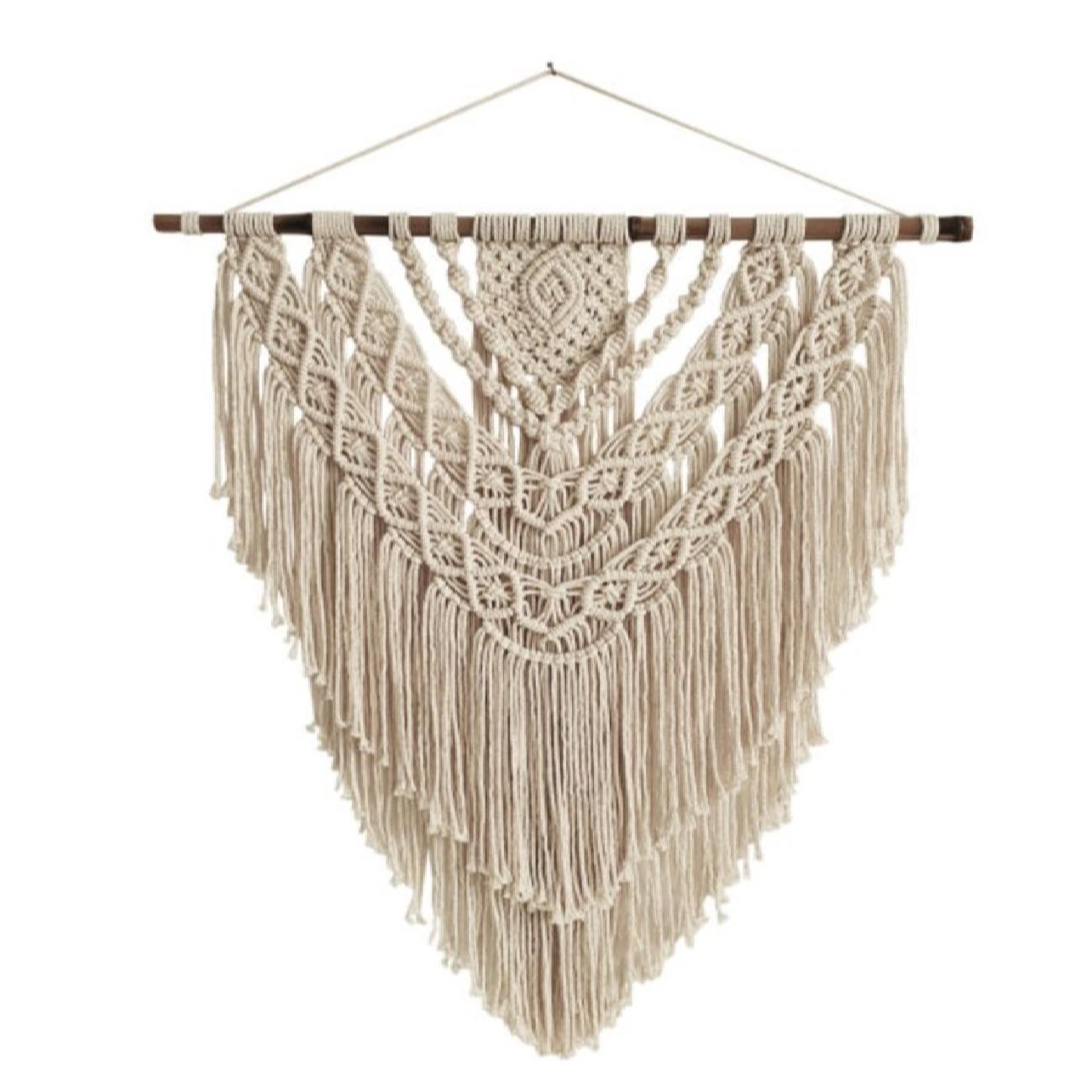 Tenture murale décorative en macramé, modèle Miel