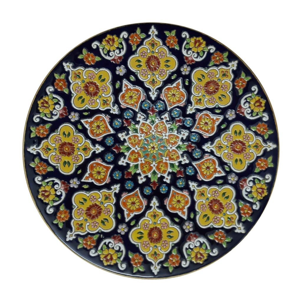 Assiette Décorative en Céramique Art Persan Minakari Émail Mural