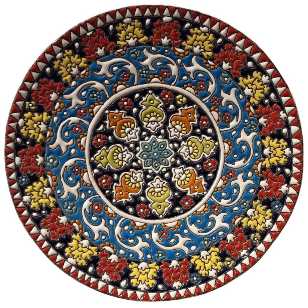 Assiette Décorative en Céramique Art Persan Minakari Émail Fait Main