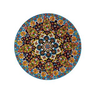 Assiette Décorative en Céramique Art Persan Minakari Art Mural Floral Paisley Fait Main