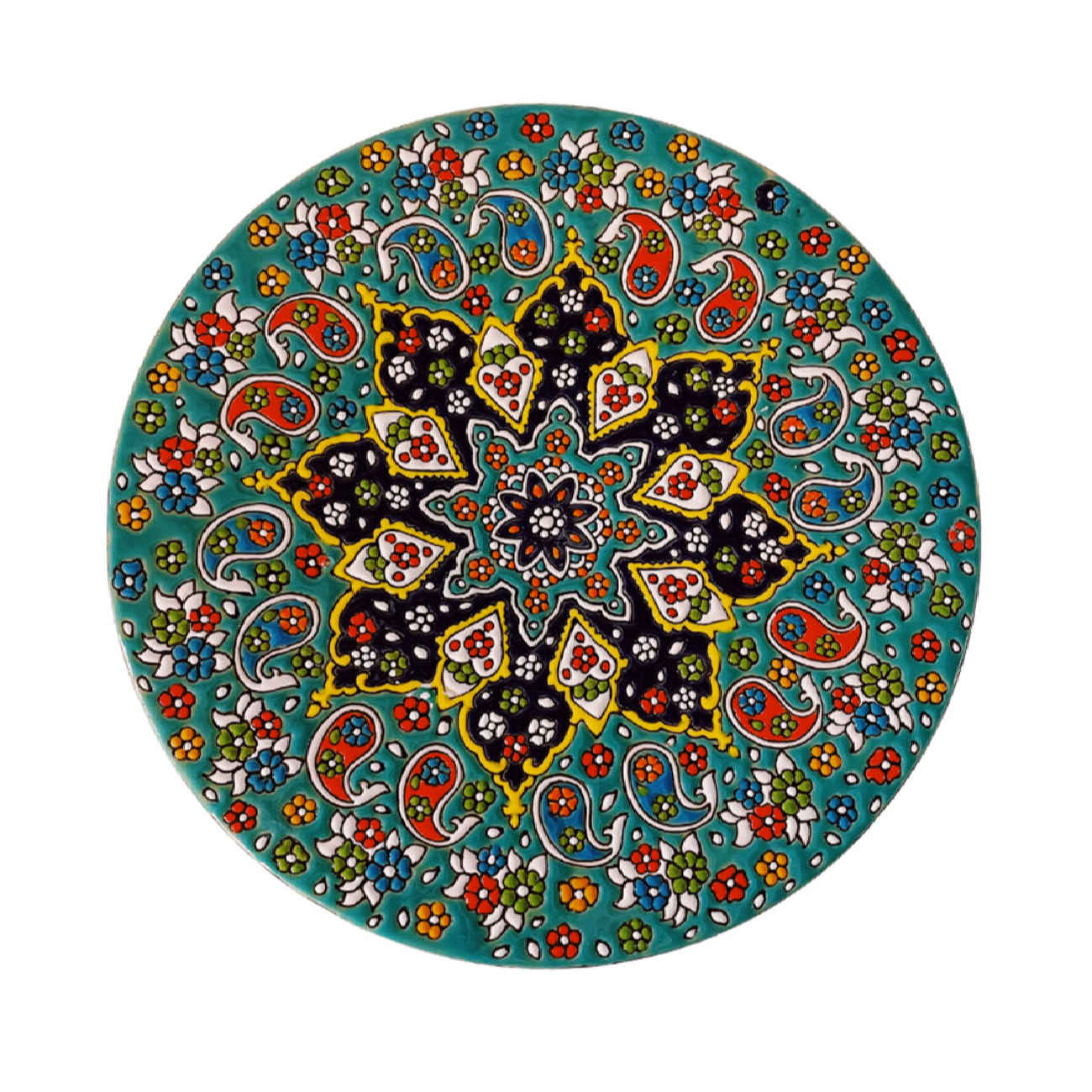 Assiette Décorative en Céramique Art Persan Minakari Décoration Murale Fait Main