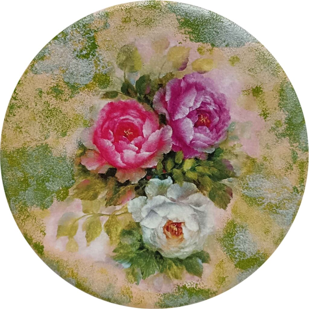 Assiette Décorative en Céramique pour Table et Mur Motif Floral
