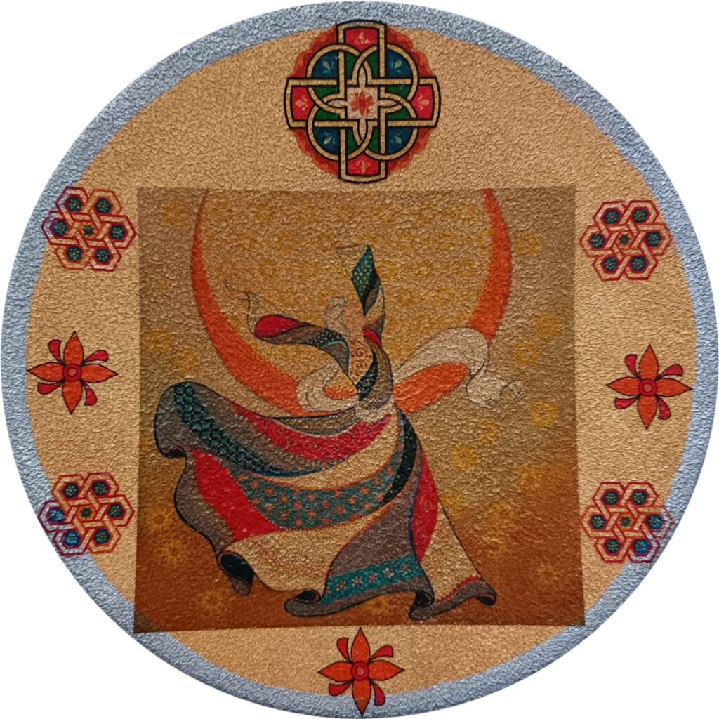 Assiette Décorative en Céramique pour Table et Mur Motif Derviche Tourneur