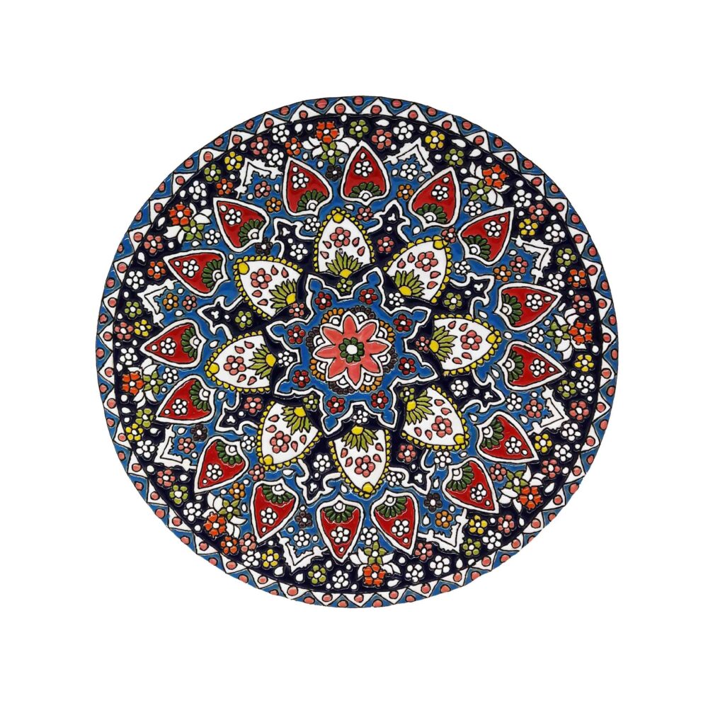 Assiette Décorative en Céramique avec Émail Peint et Gaufré Persan Minakari