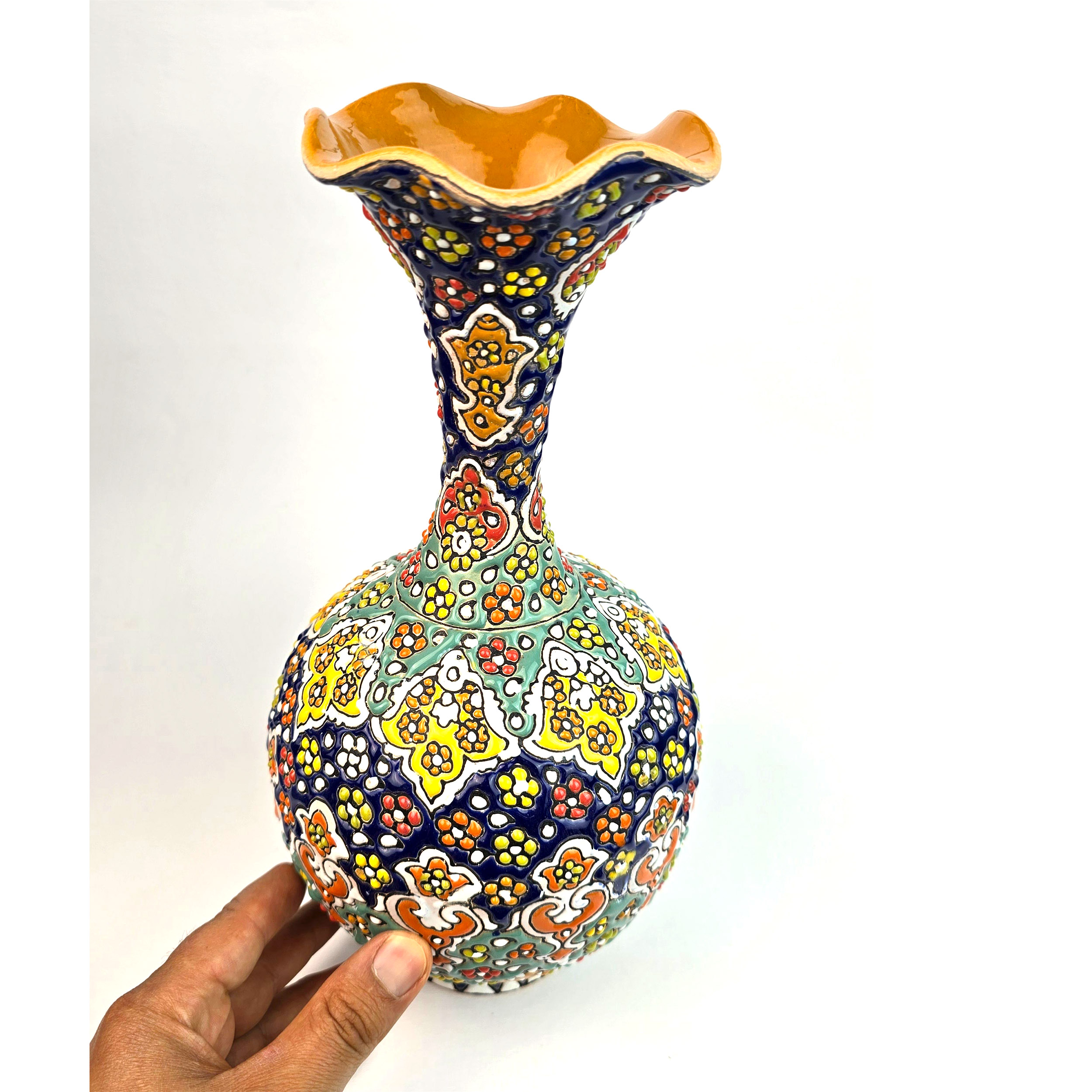 Vase en poterie décoratif avec émail Minakari peint à la main Art