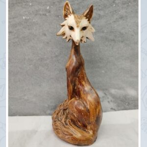 Figurine décorative de renard assis – Sculpture artistique d’animal