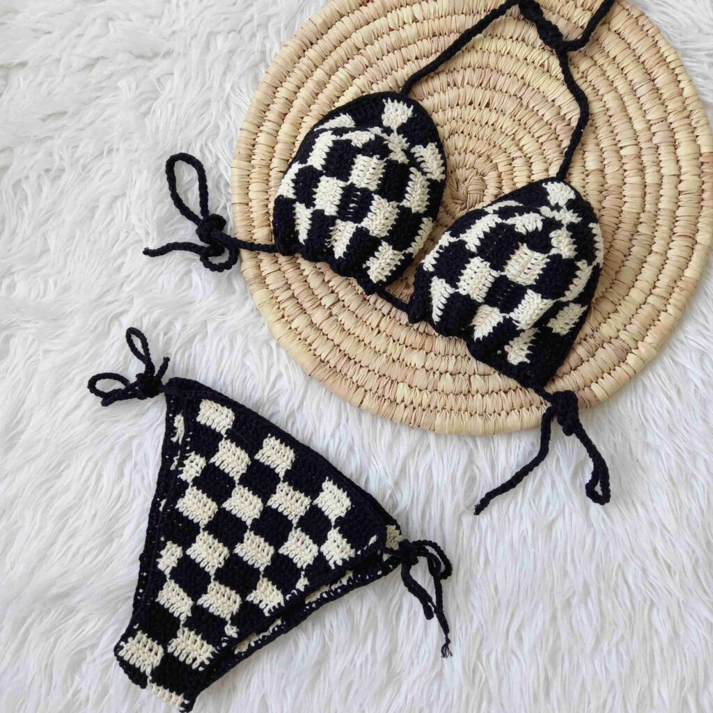 Ensemble de bikini fait main délicatement crocheté soutien-gorge & string pour femmes