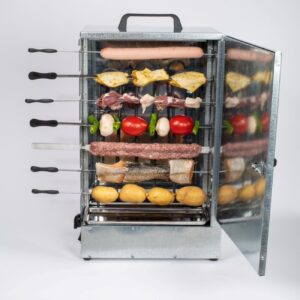 Grille-Kebab Électrique – 14 Brochettes, 2 Faces avec Minuteur de Cuisson