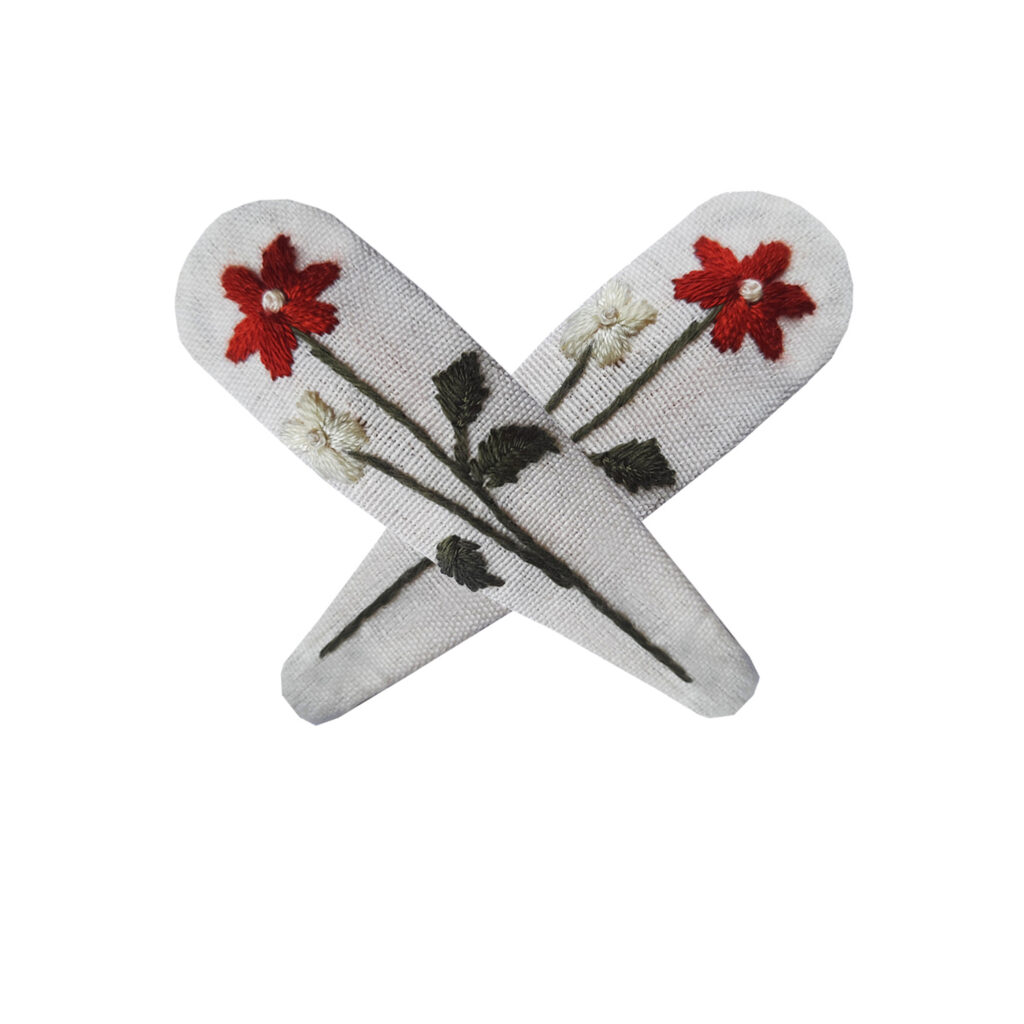 Set de Pinces à Cheveux à Clip Floral Brodé à la Main de 2