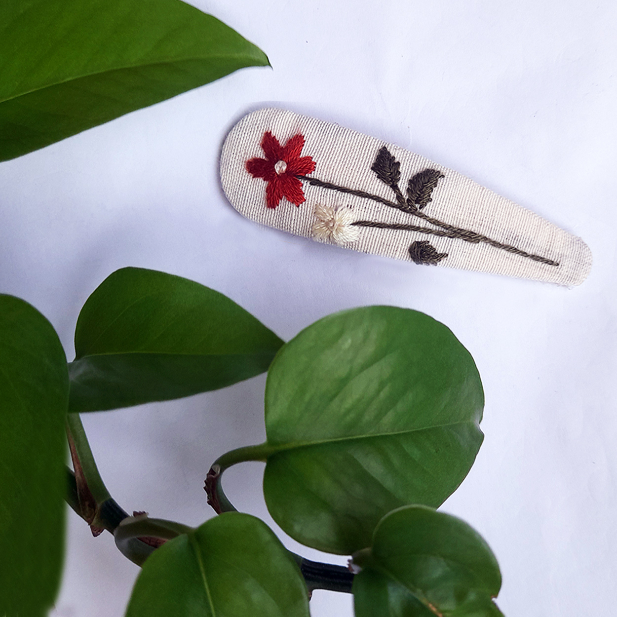 Set de Pinces à Cheveux à Clip Floral Brodé à la Main de 2