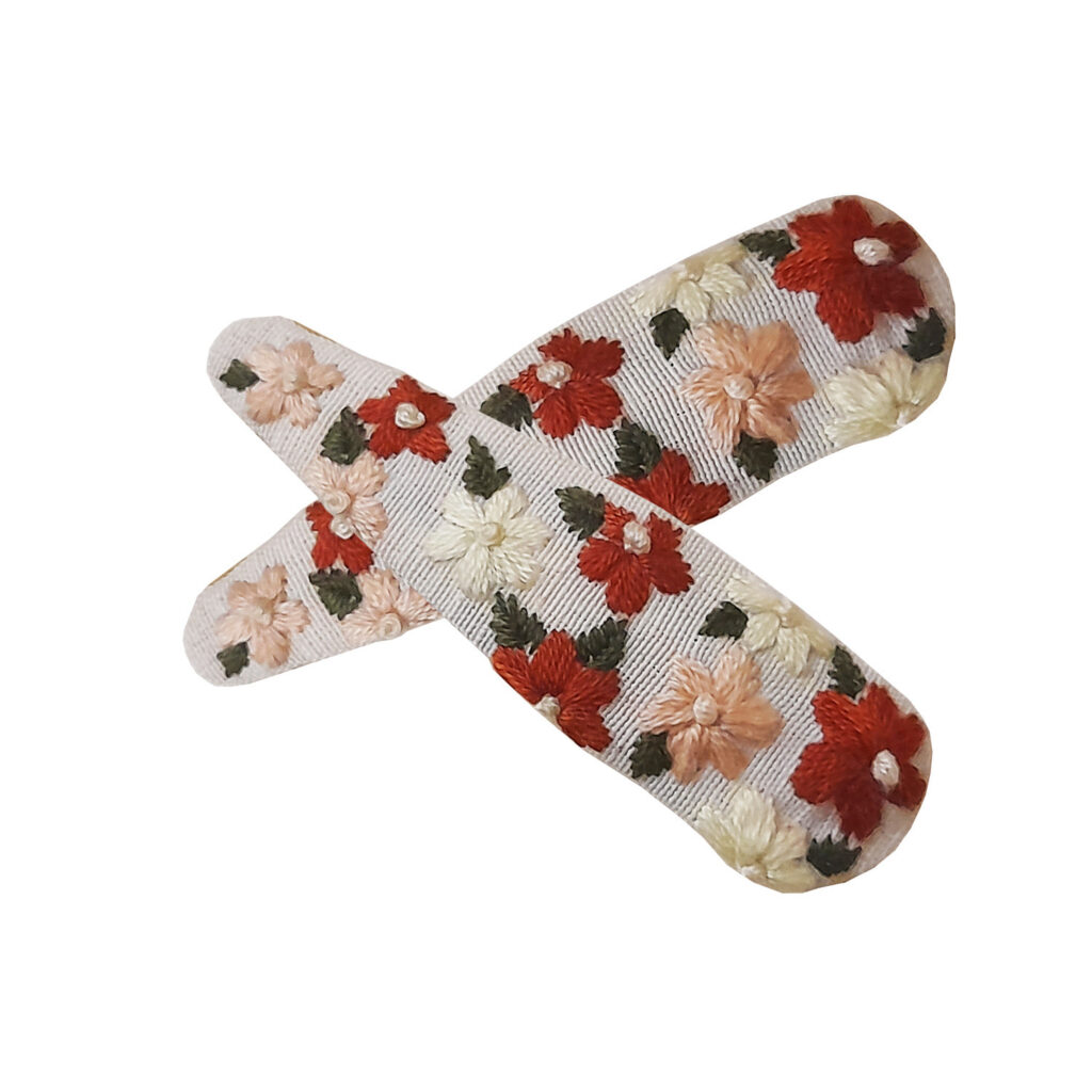 Set de Pinces à Cheveux à Clip Floral Brodé à la Main de 2