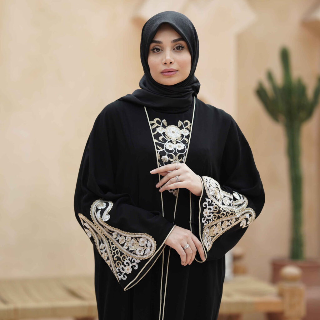 Abaya brodée coupe ample pour femmes musulmanes