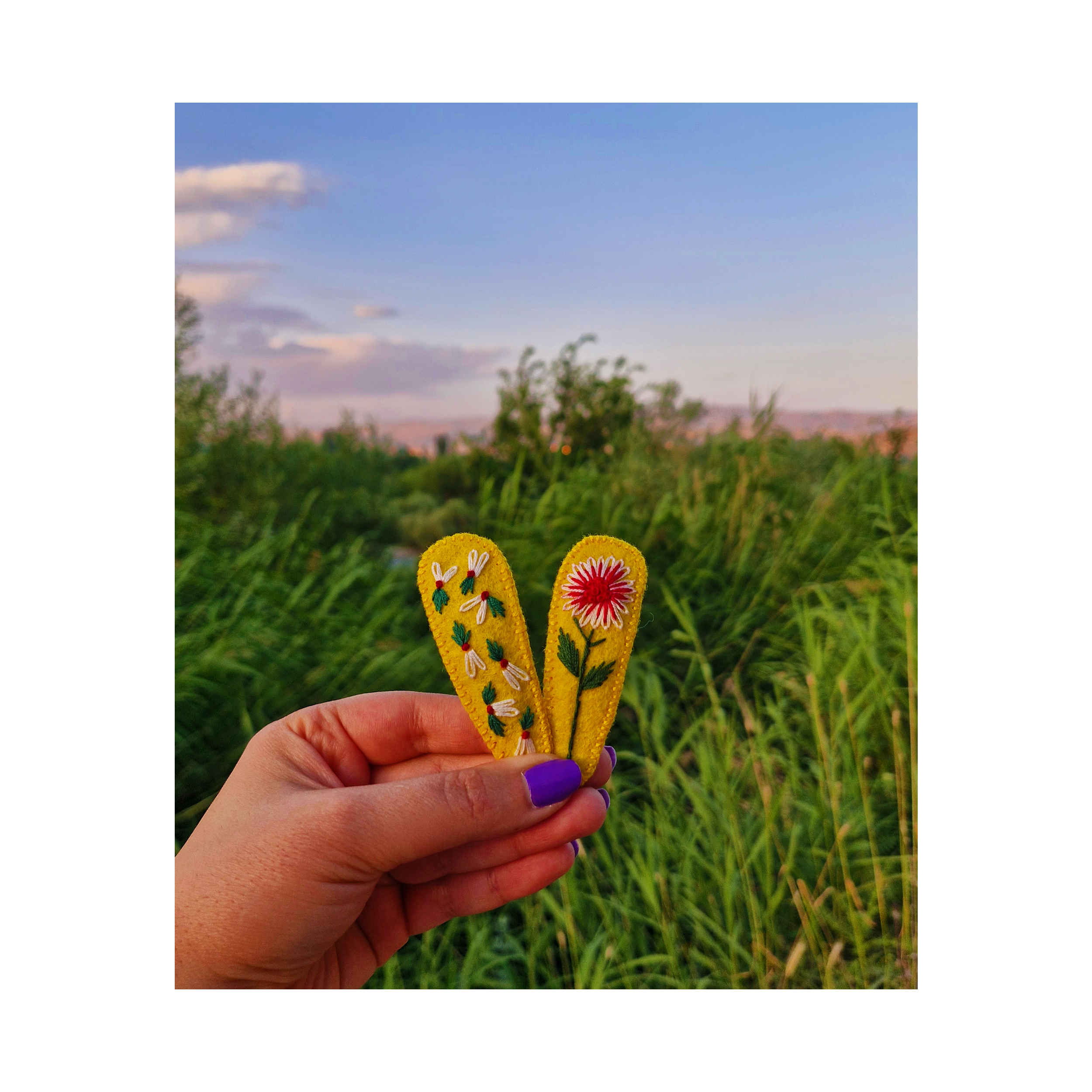 Set de Pinces à Cheveux à Clip Brodé à la Main Modèle Cerise