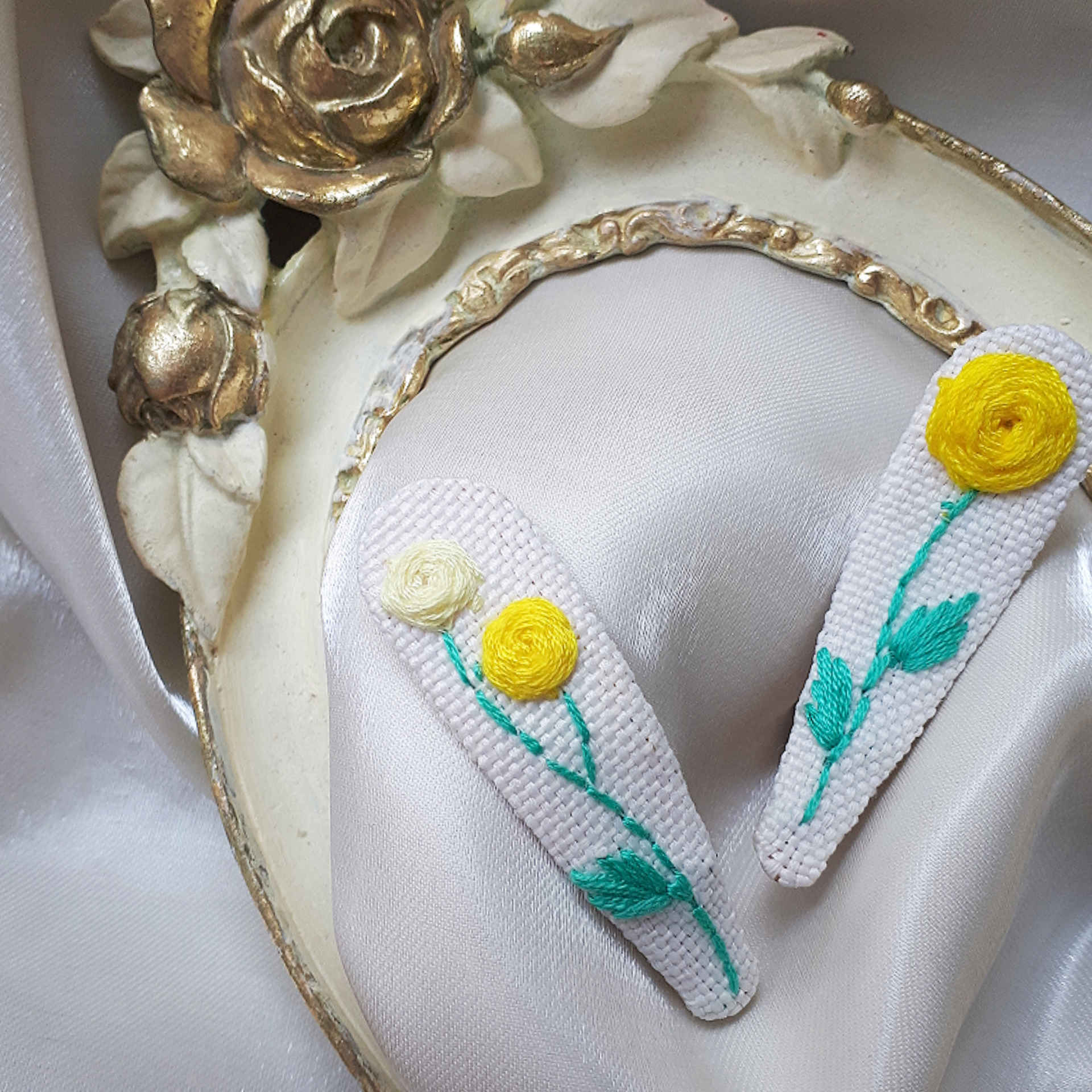 Set de Pinces à Cheveux à Clip Brodé à la Main Modèle Escargot