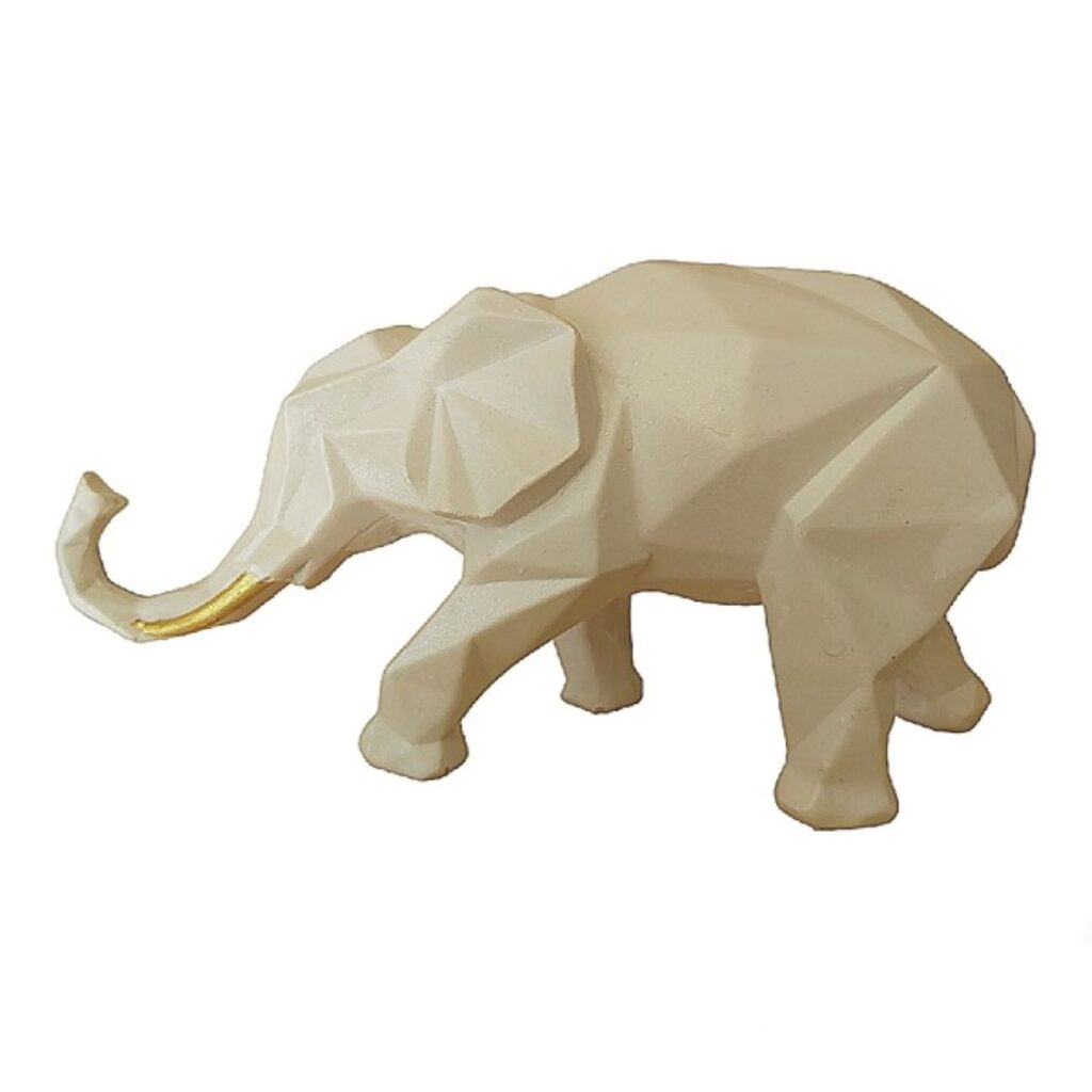 Figurine géométrique d'éléphant cubisme - Ornement en résine abstrait