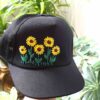 Casquette de baseball pour femme brodée à la main avec motif tournesol