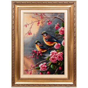 Tapis persan figuratif noué à la main de Tabriz représentant un oiseau