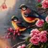 Tapis persan figuratif noué à la main de Tabriz représentant un oiseau