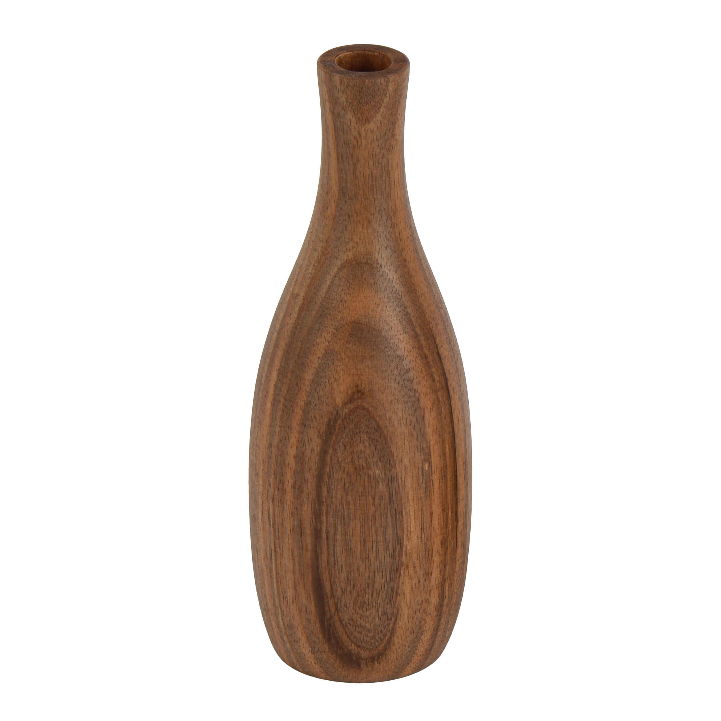 Vases à bourgeons décoratifs rustiques en bois massif naturel, faits main – Lot de 2.
