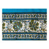 Nappe Persane Imprimée en Bloc Ghalamkari à Isfahan Paisley Bleue 4 Places