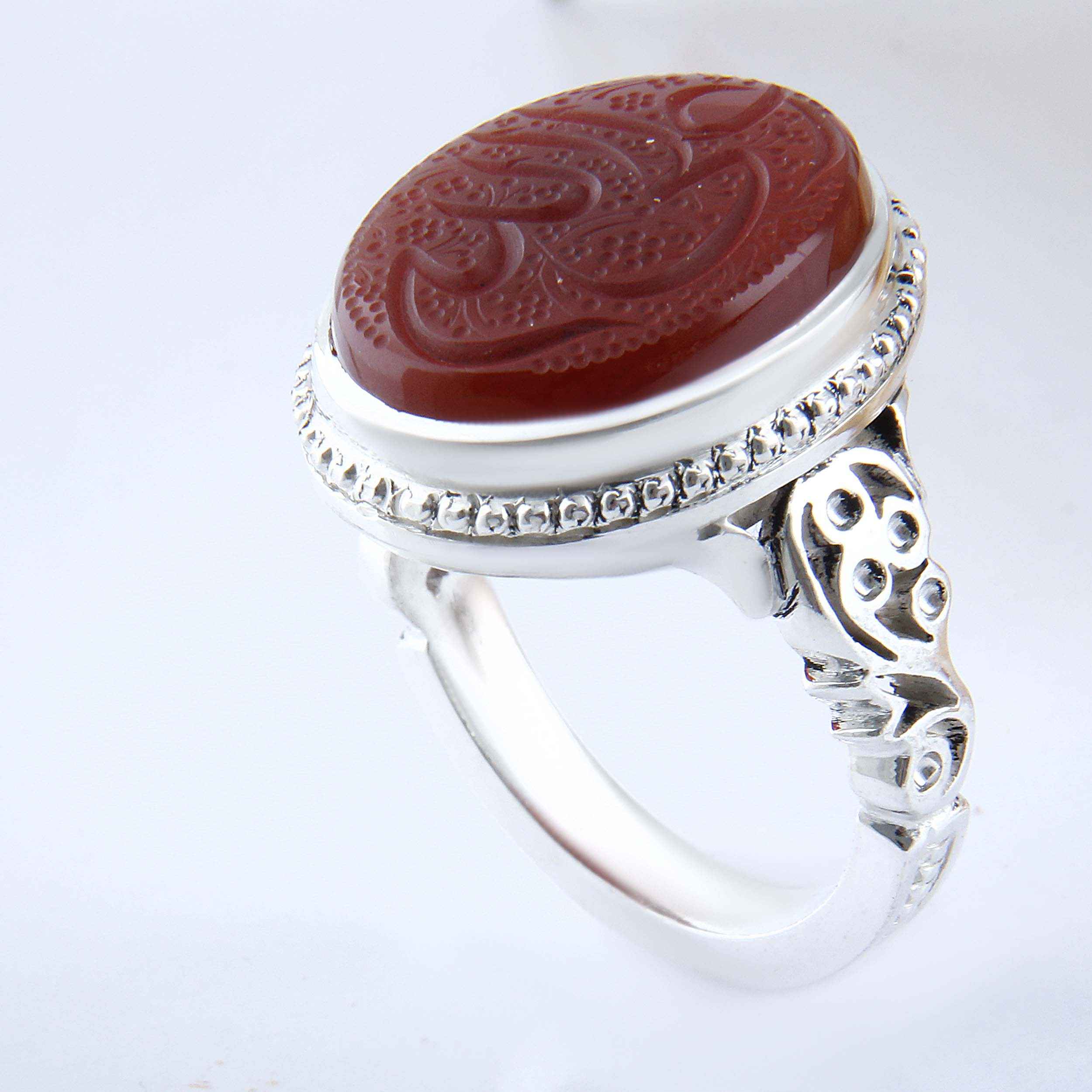 Bague en argent Agate Islamique pour homme Élégance Wali Allah Artisanale