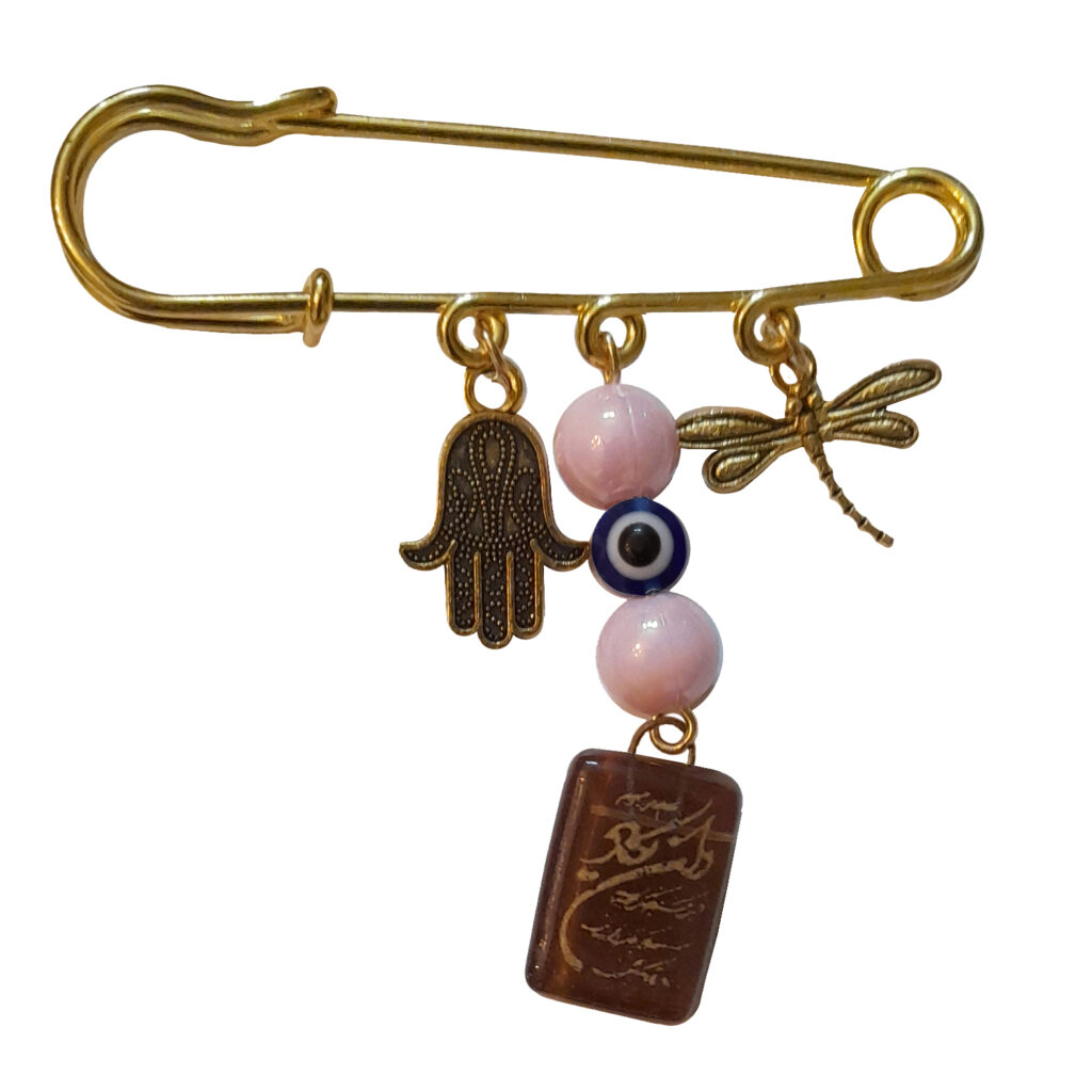 Broche épingle pour bébé islamique pour nouveau-né Van Yakad et design du Mauvais Œil