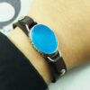 Bracelet islamique avec cuir et agate orné de Ya Aallah