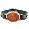 Bracelet islamique avec cuir et pierre agate avec calligraphie Ya Aba Saleh