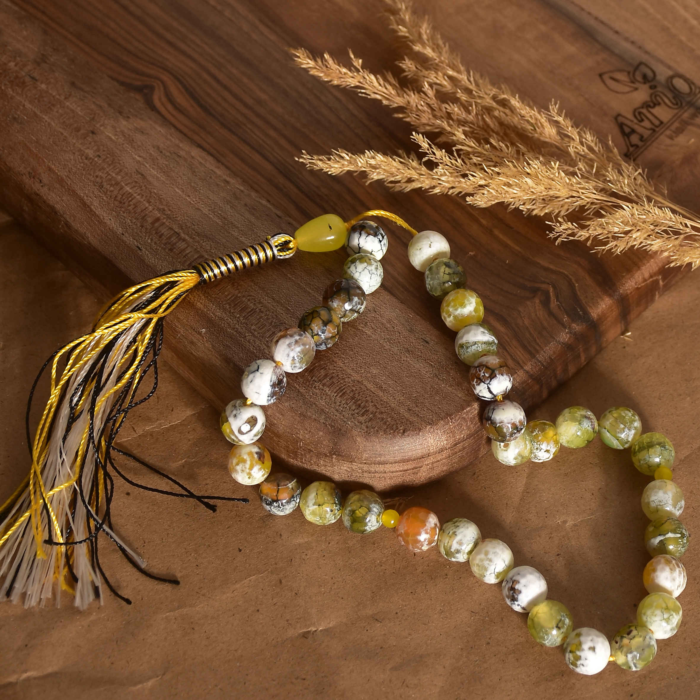 Chapelet islamique en agate de Madagascar avec 33 perles – Misbaha