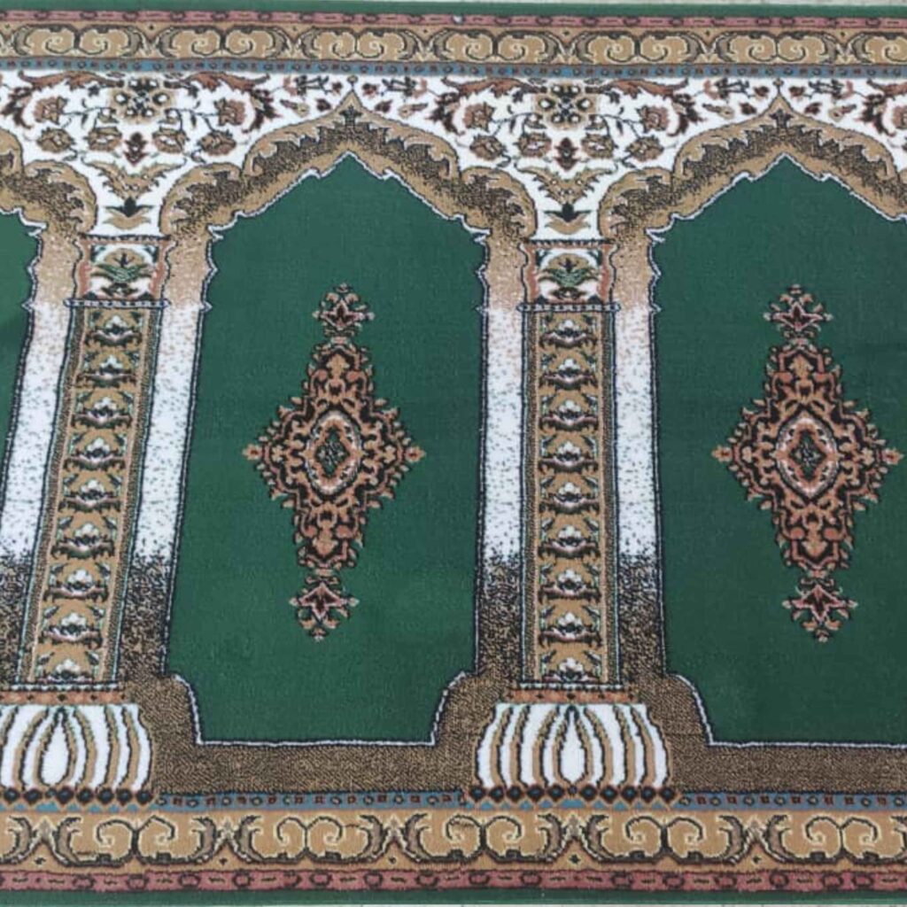 Tapis de Mosquée Islamique Vert – Revêtement de Sol de Qualité Supérieure pour Masjid, 5 Mètres