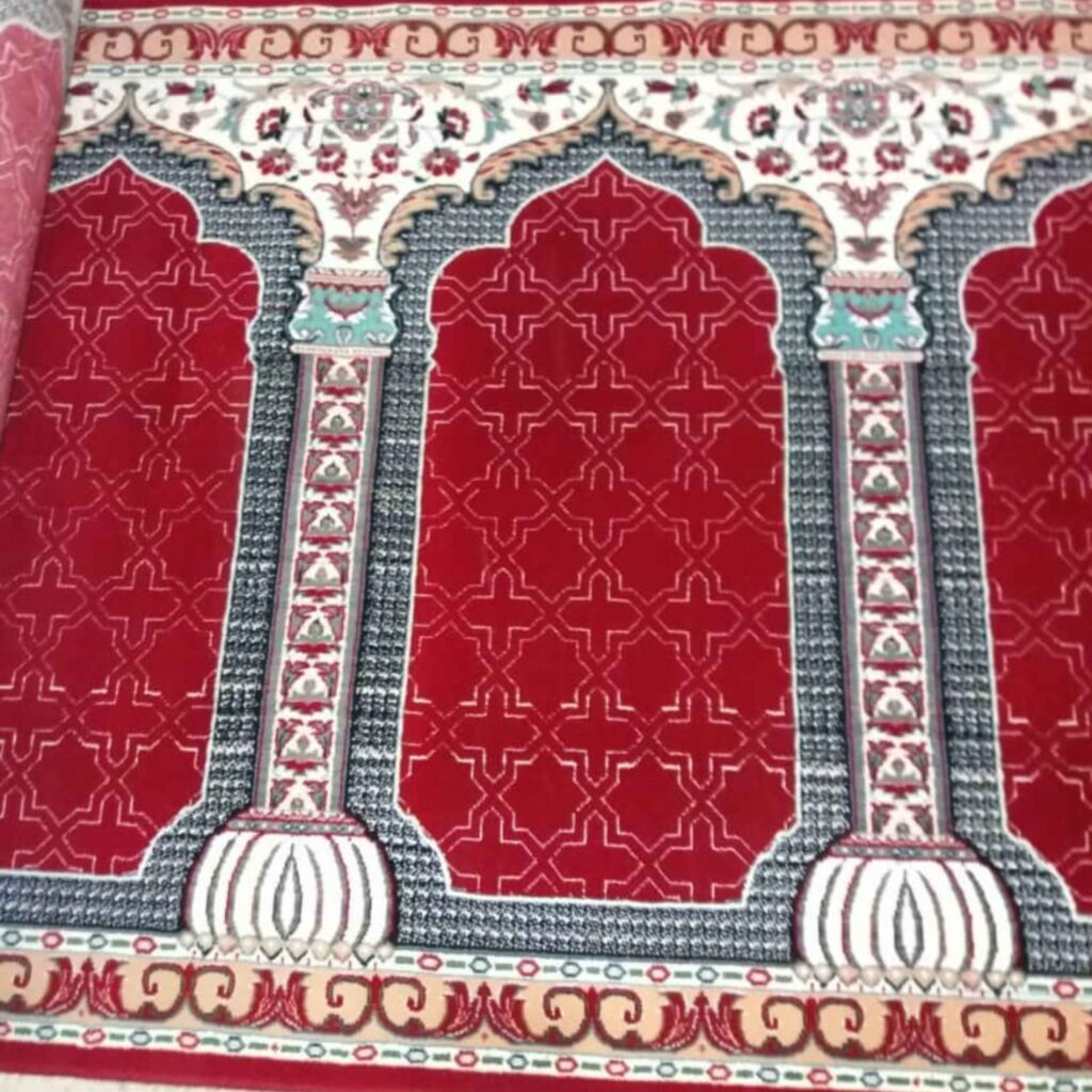 Tapis de Mosquée Islamique Rouge – Revêtement de Sol de Qualité Supérieure pour Salle de Prière, 5 Mètres