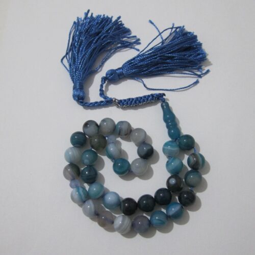 Chapelet islamique Sulemani Hakik bleu – 33 perles de prière