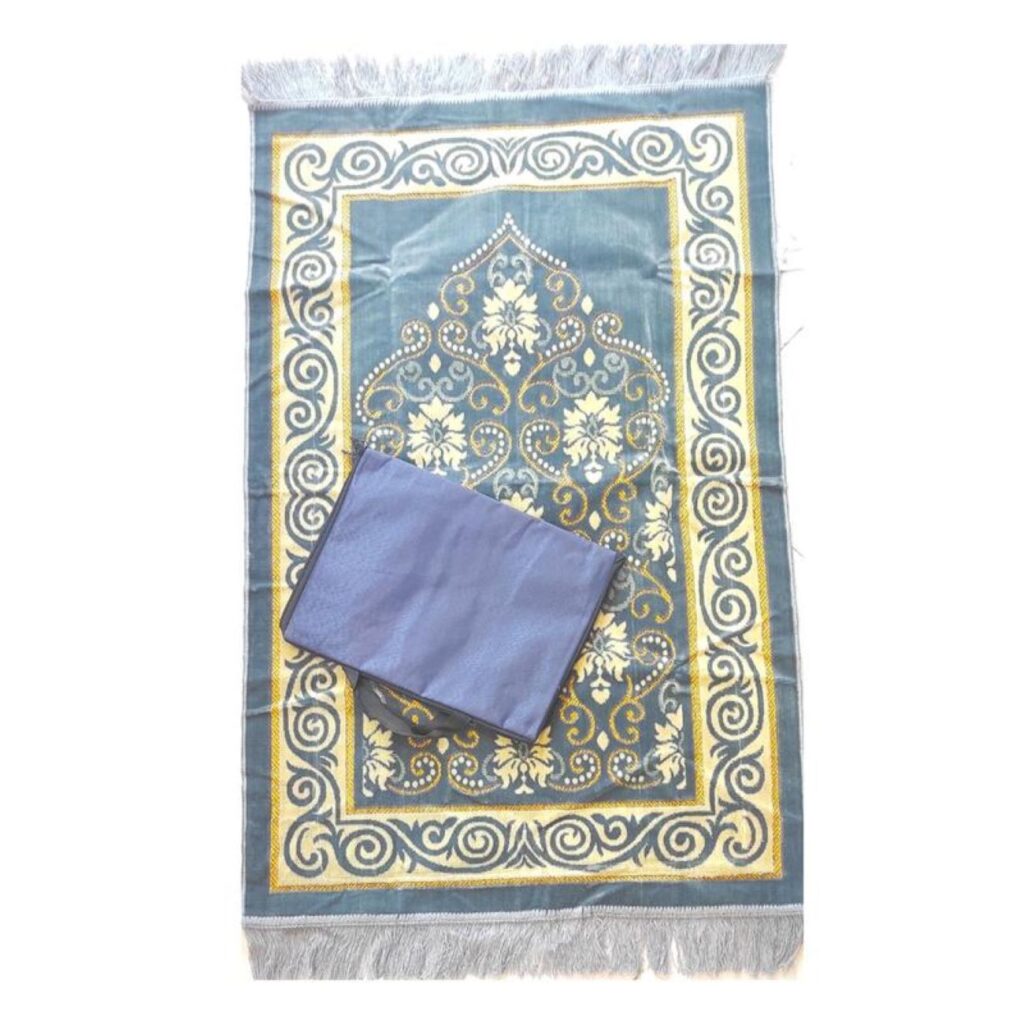Tapis de prière islamique épais en velours, Janamaz Sajadah avec sac de couverture